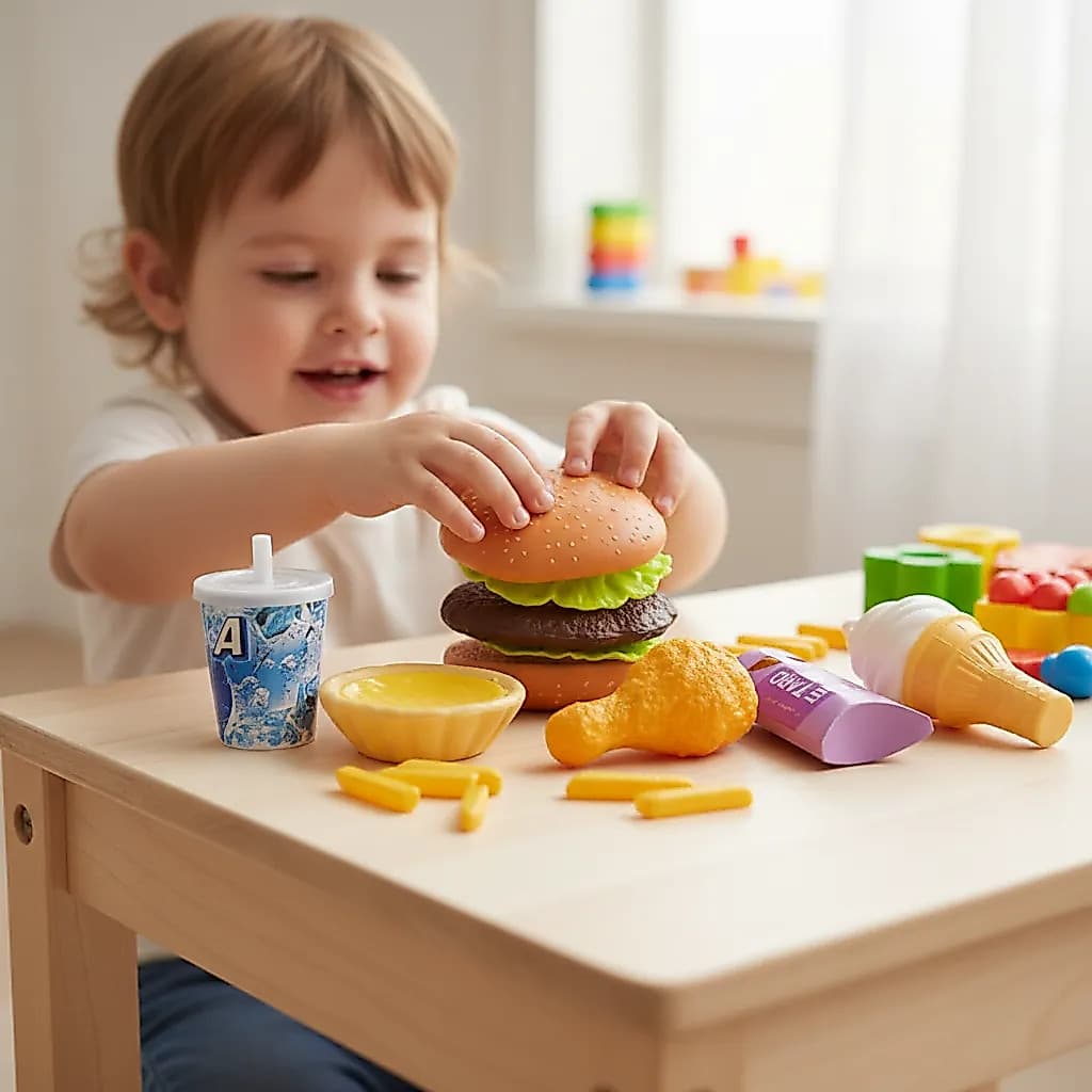 Kit Comidinha De Brinquedo Fast Food Lanche Hamburguer Batata Frita Coxinha Sorvete Mini Cozinha Infantil