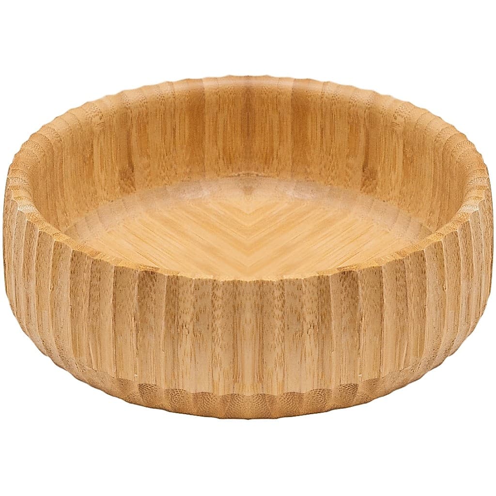 Bowl Bambu Canelado 19cm Tigela Saladeira Petisqueira Fruteira Mesa Posta Cozinha Natural Organizador Resistente
