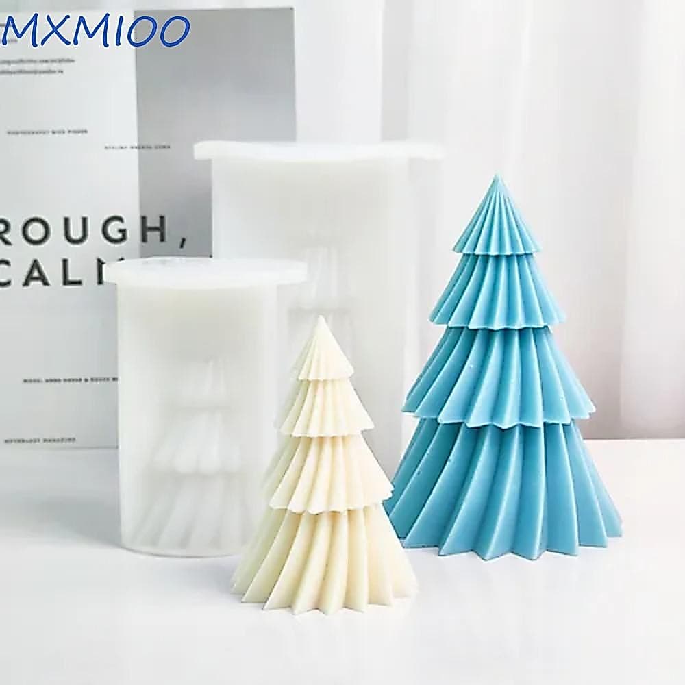 MXMIOO Molde De Vela De Árvore De Natal , Sabão Listrado Diagonal Macio , Silicone Em Forma Cônica Doméstico DIY