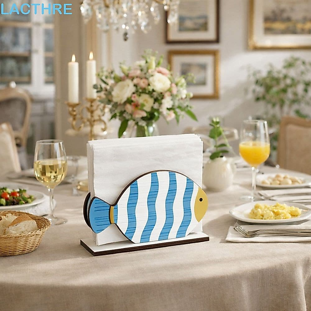 Porta-Guardanapos LACTHRE , Caixa De Tecido Em Forma De Peixe Com Tema Oceano , Suporte Decorativo De Grande Capacidade