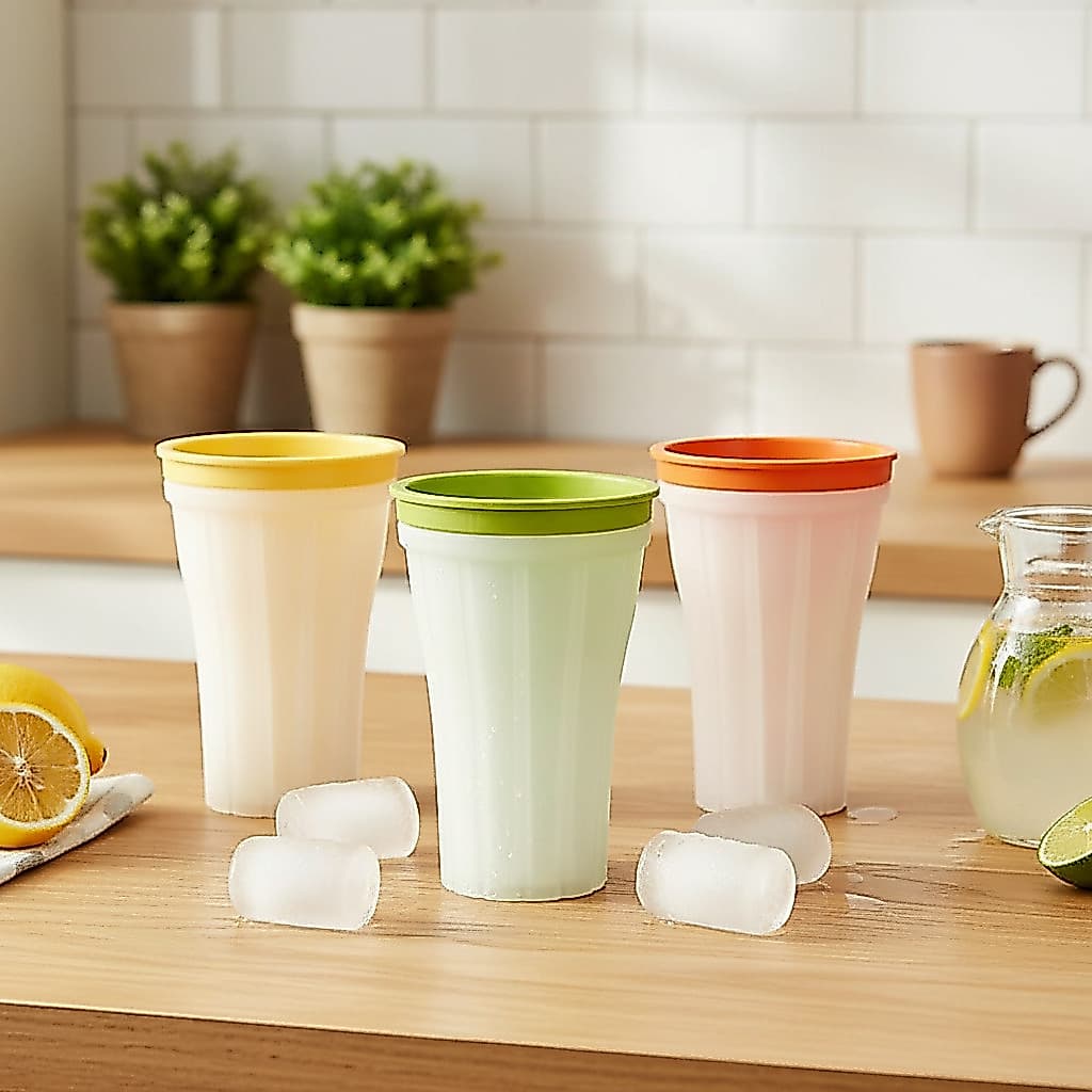Forma De Gelo Silicone Smoothie Copo Com Tampa Magic Cup