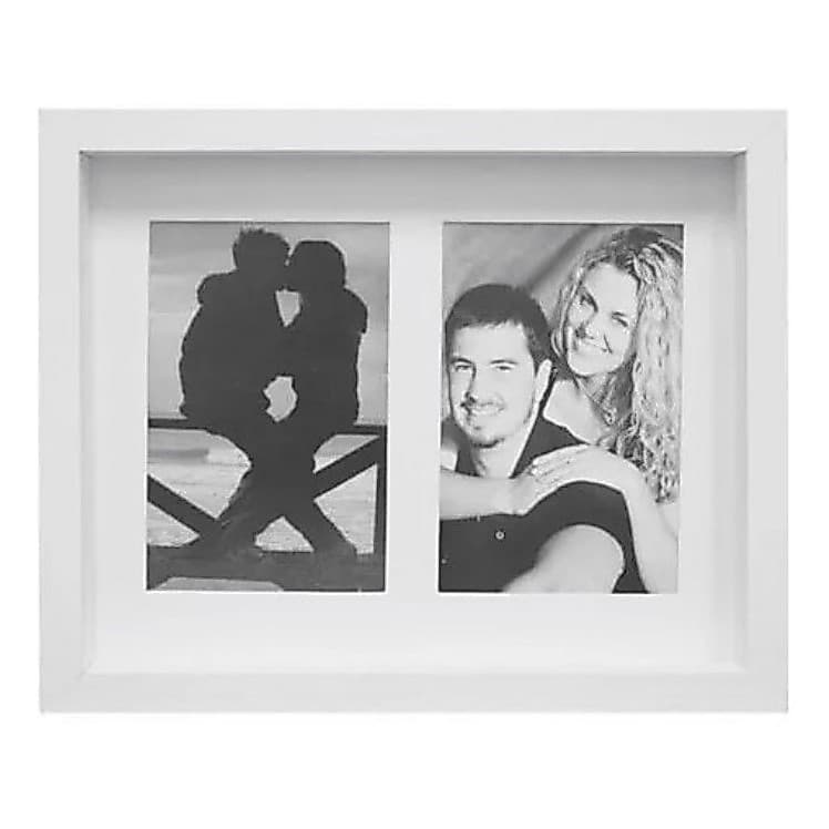 Porta Retrato 10x15 2 Fotos Duplo Quadro Branco decoração parede