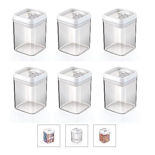 Kit Mantimentos Conjunto 6 Potes 1,7 Litros Hermético Acrílico Trava Barato