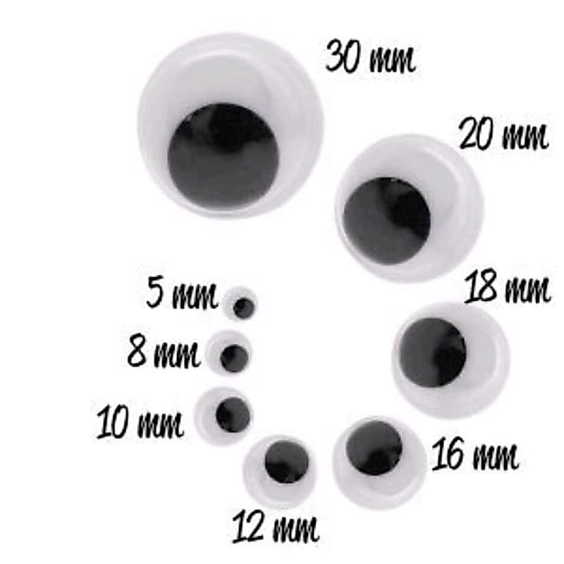 Olhos móveis para artesanato- 100 unidades no pacote