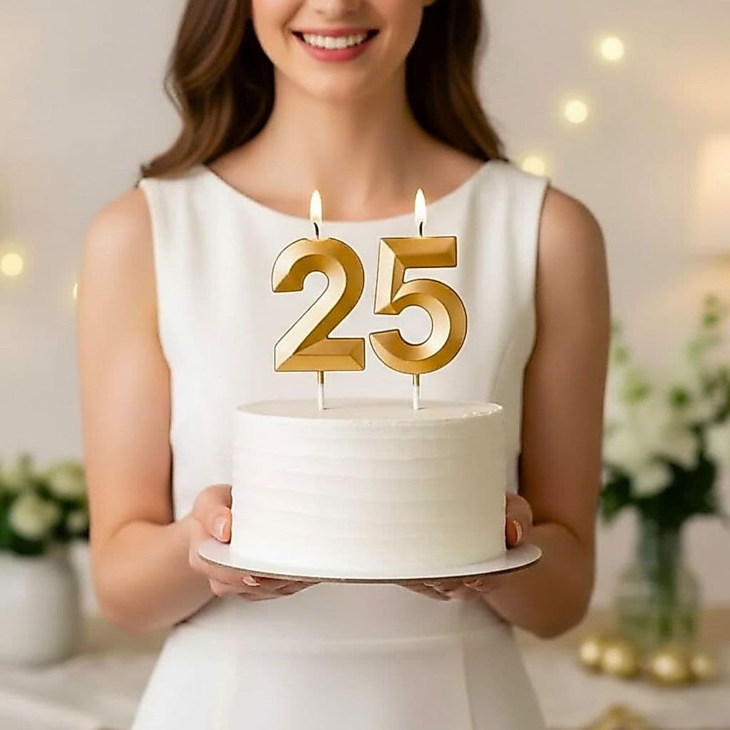 2 Velas De Aniversário Grande Design Números Dourada Perolizada Festa Luxo Premium