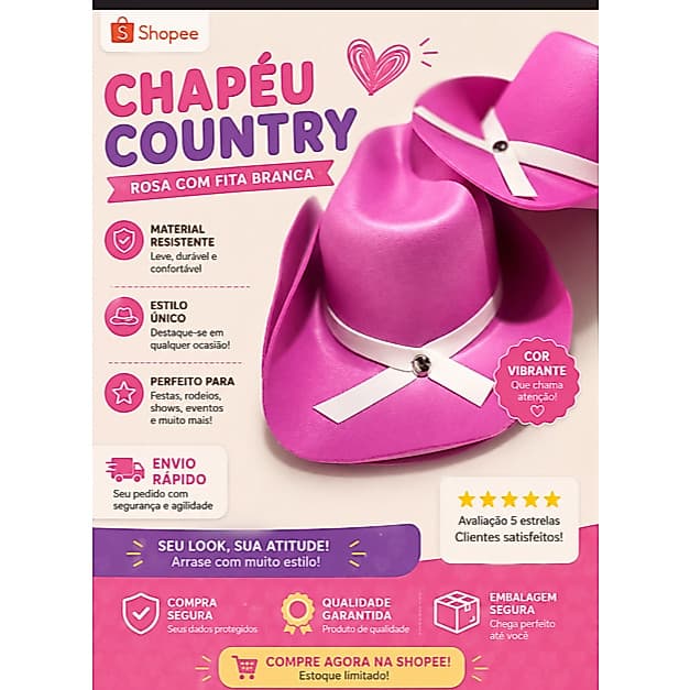 1 chapéu de Eva Rosa cowboy