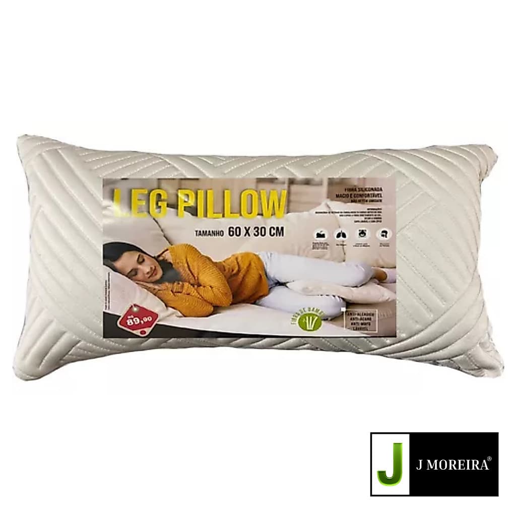 Travesseiro de Perna Leg Pillow  Anatômico Firme e macio Lavável Capa com Zíper