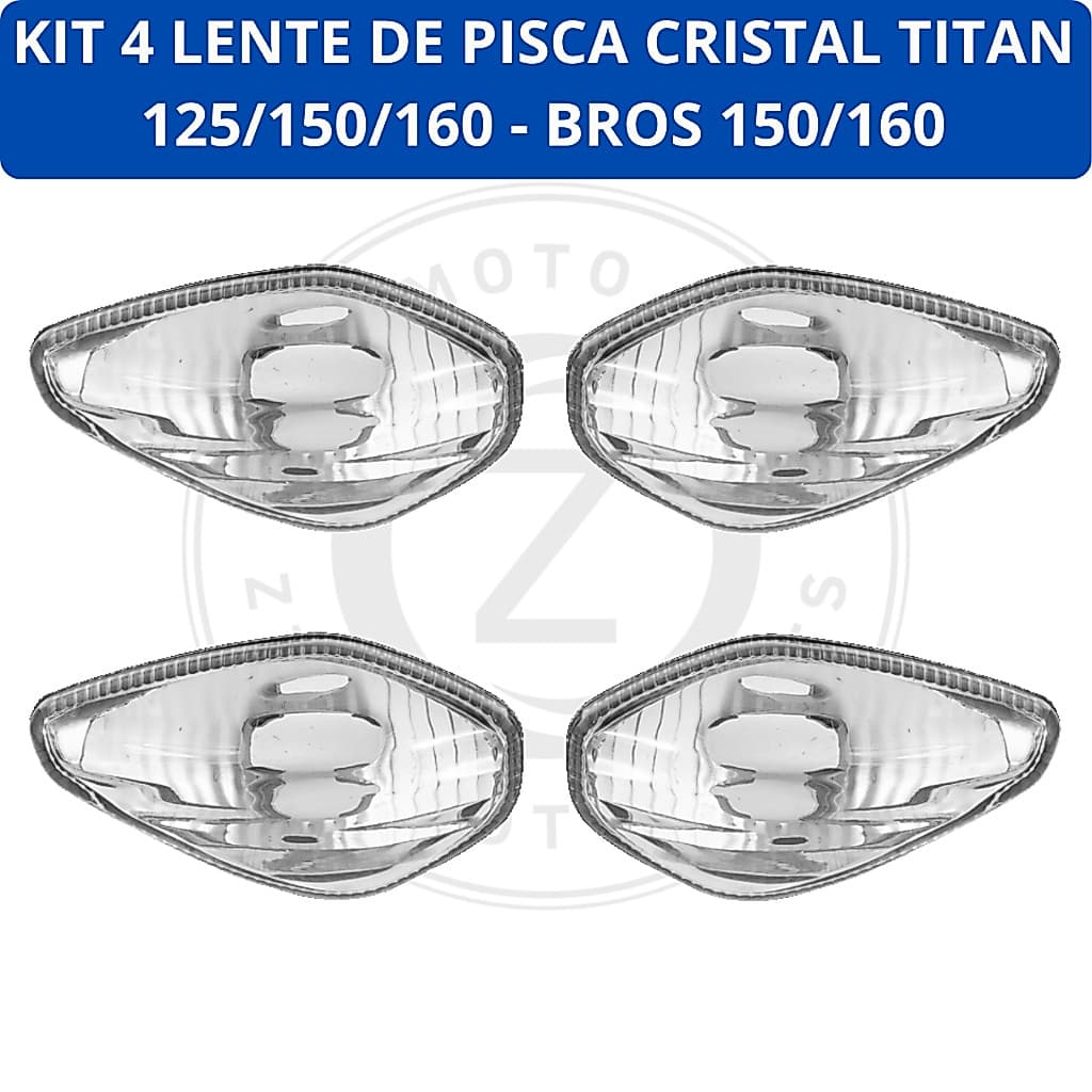 Kit 4 Lente Pisca Seta Cg Titan 125/150 Titan 160 Nxr Bros 150/160 Cbx Twister Cristal