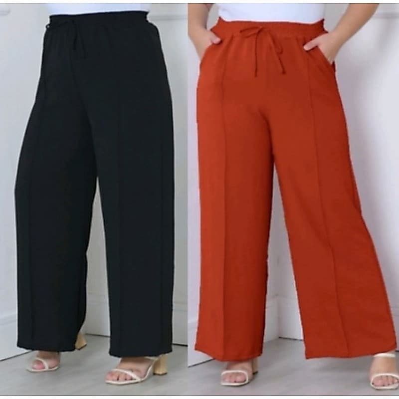 Calça Pantalona PLUS SIZE feminino liso tecido duna G1 G2 G3 [01]