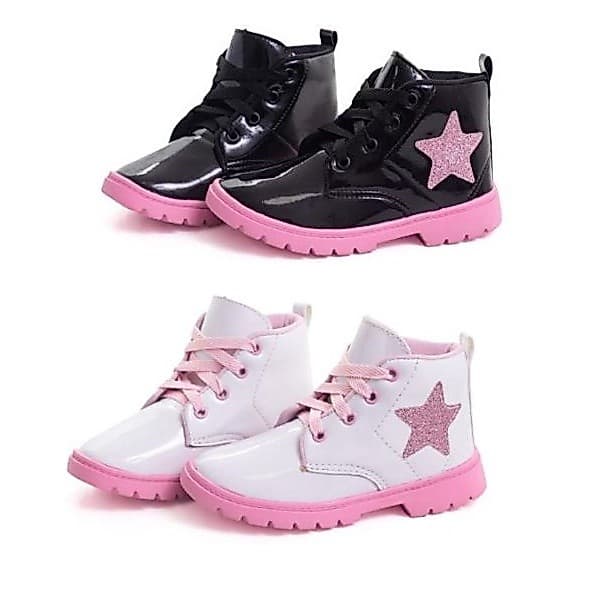 Kit 2 Pares Bota Infantil Menina Botinha Infantil Criança Bota Tratorada Cano Curto Promoção