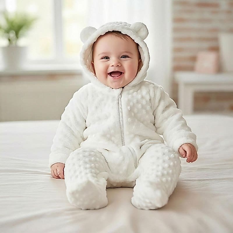 Macacão Urso Pipoquinha Bebê – Soft Peludinho com Zíper (L2)