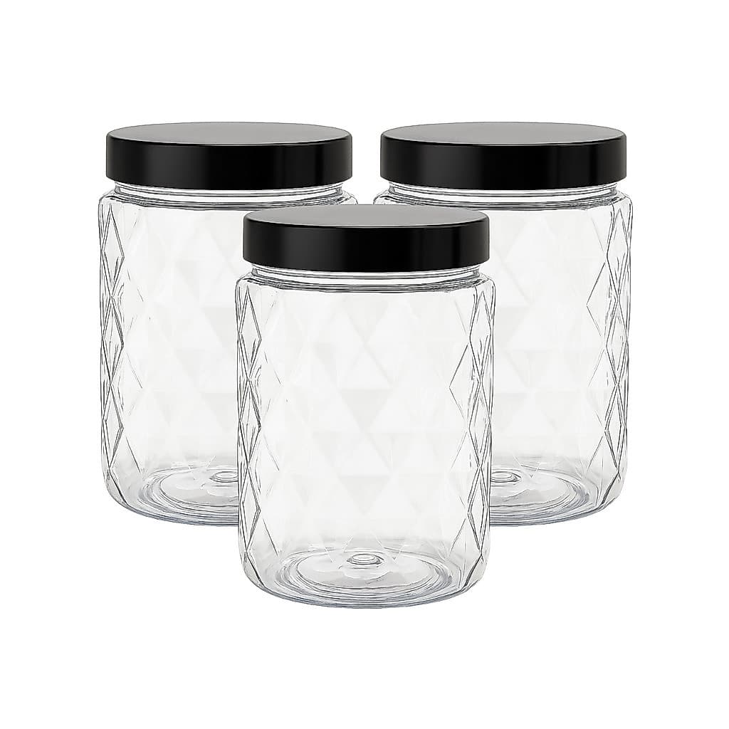 Conj 3 Potes Para Mantimentos 1,1 Litro Multiuso Com Tampa De Rosca Organizador Cozinha