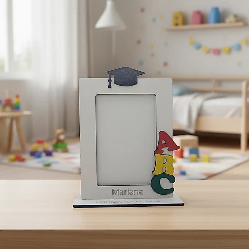 Porta Retrato Formatura ABC em MDF 10x15 Personalizável Nome da Escola ou Formandos 2026