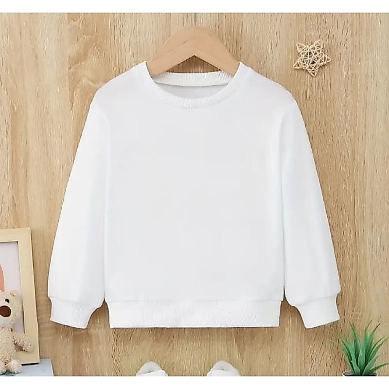 Blusa de frio infantil e juvenil moletom flanelado branco gola redonda de 2 a 16 anos