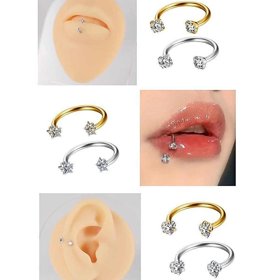 Piercing Ferradura Zircônia Redonda/Estrela/Coracao Aço | Septo, Helix, Daith, Septo, Mamilo Piercing Cartilagem