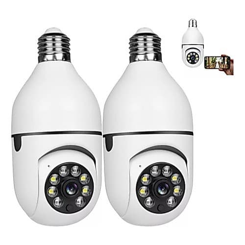 kit 2 Câmeras de segurança wi-fi ip sem fio 360 encaixe lampada aplicativo yoosee ptz full HD visão noturna - bivolt