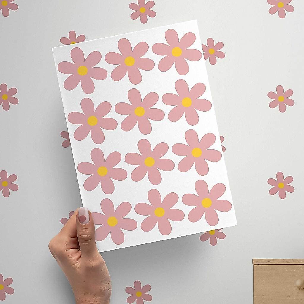 Kit com 72 adesivos de parede Margaridas Jardim Floral quarto de menina