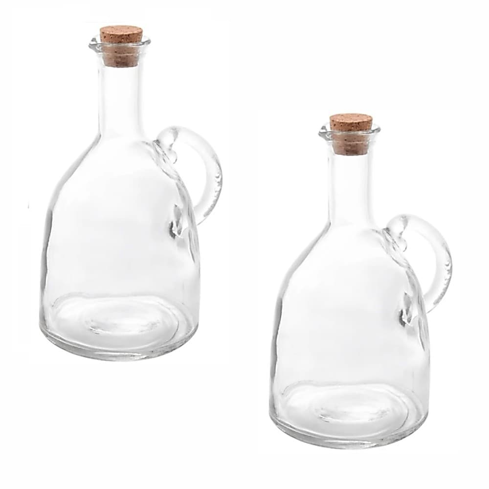 Kits Galheteiros Porta Azeite Óleo de Vidro com Tampa de Rolha 180ML - 230ML OU 580ML - Cozinha Jantar Decoração