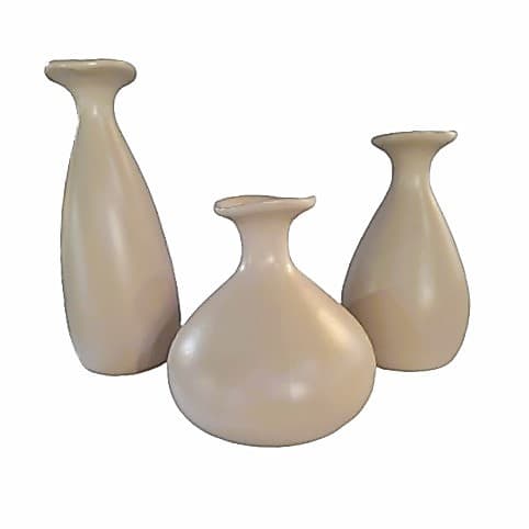Trio Vaso Garrafa De Cerâmica Decorativa Para decoração Sala Suculenta Off White Fosco