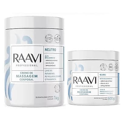 Creme De Massagem Corporal Neutro Profissional Raavi (500g ou 1KG)