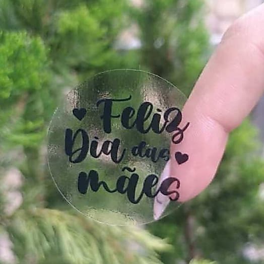 100 etiquetas adesivas DIA DAS MÃES TRANSPARENTE