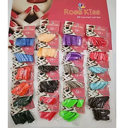 Unha tips  kit 10 pacotinho com 24 unidade cada um colorido  Promoção Imperdível