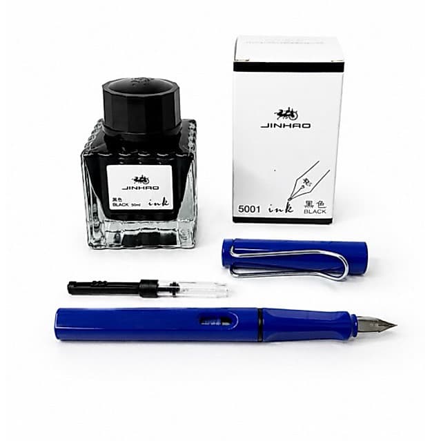 Kit Caneta-Tinteiro Morandi + Recarga Tinta Preta 50ml + Conversor Cartucho Refil Carga Pena Aço