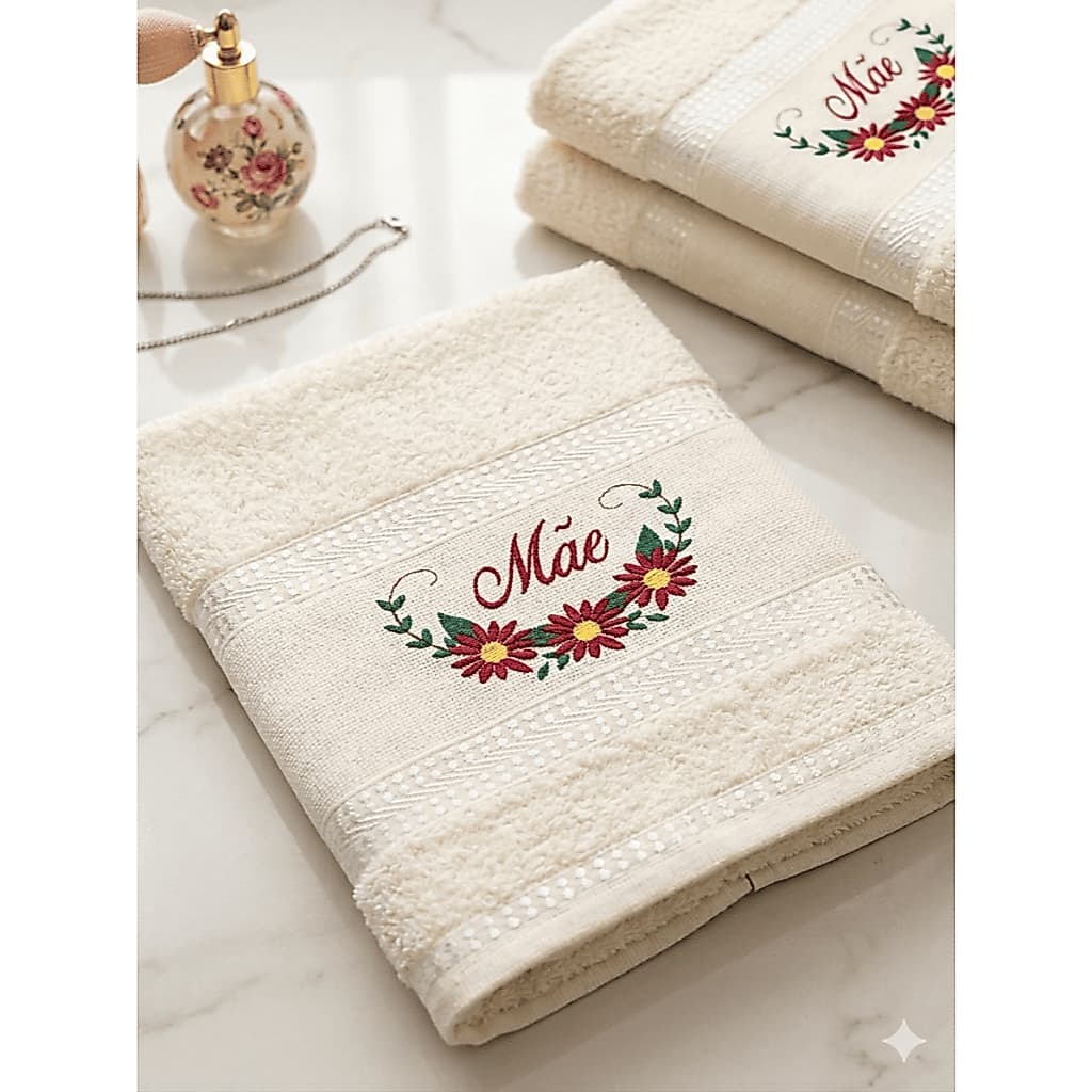 Kit Toalha De Banho e Rosto Macia | Grande Personalizada Com Nome Bordado + Desenho