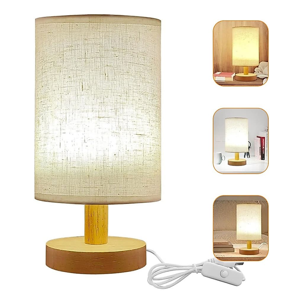 Moderno nórdico candeeiro de mesa madeira alimentado por USB luz da noite quarto iluminação presente branco quente abaju