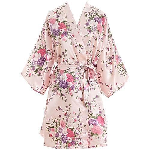 Robe / Roupão / Quimono de Cetim Florido de Dama de Honra / Noiva / Casamento Feminino