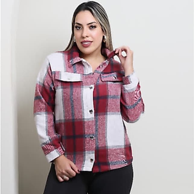 Blusa Camisa Feminina Flanelada Estampa Xadrez Quadriculada Manga Longa Inverno Casaco xadrez