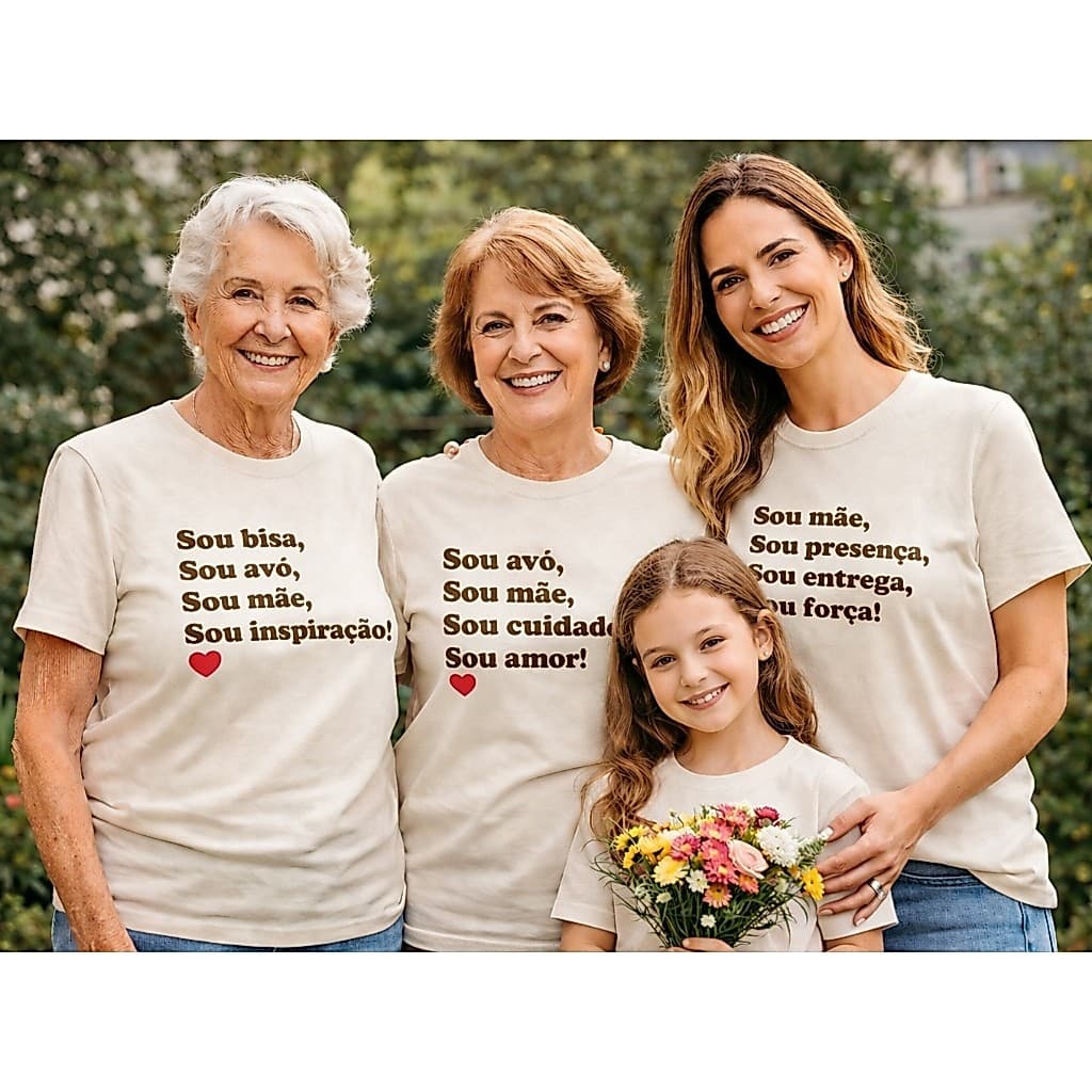 Camisetas Dia das Mães Família Mãe Avó Bisa Frases Amor Presente