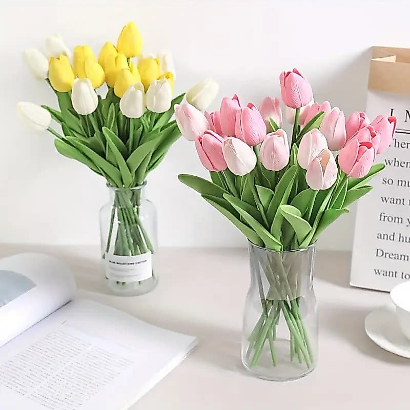 PU Mini tulipa simulação flor segurando flor transfronteiriça flor falsa decoração de casa foto decoração europeia