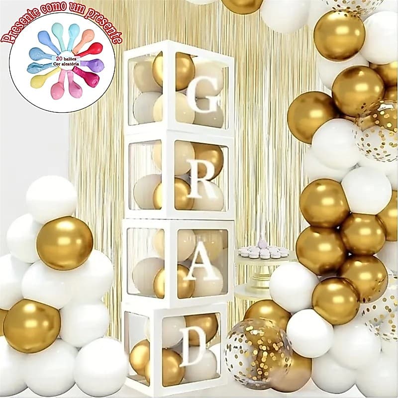 4 Cubos Baby Pintado / Decoração de Festa / Decoração Chá de Bebê e Revelação /Caixa transparente para balões com letras