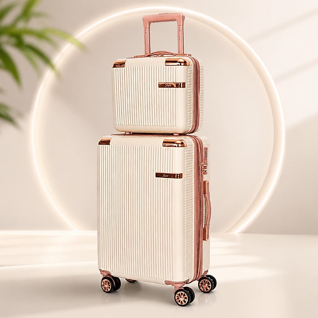 Kit Malas de Viagem + Frasqueira ABS Premium Rodas 360° Giro Duplo, Cadeado Embutido, Design Moderno e Resistente