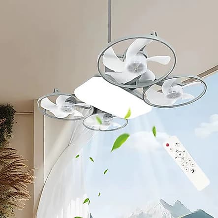 Ventilador de Teto 2 em 1 Silencioso com Luz LED Dimerizável e Design Dobrável com LED Dimerizávell