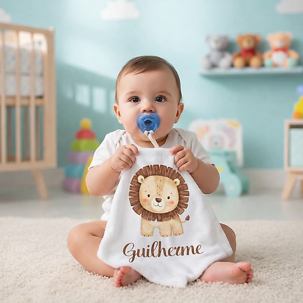 Naninha Personalizada Com Nome Do Bebê Estampado Paninho De Dormir Prendedor de Chupeta Microfibra