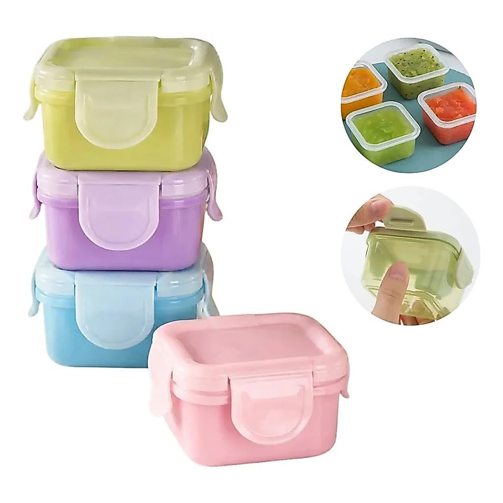 4 Potes Herméticos Lancheira Introdução Alimentar frutas 150 Ml