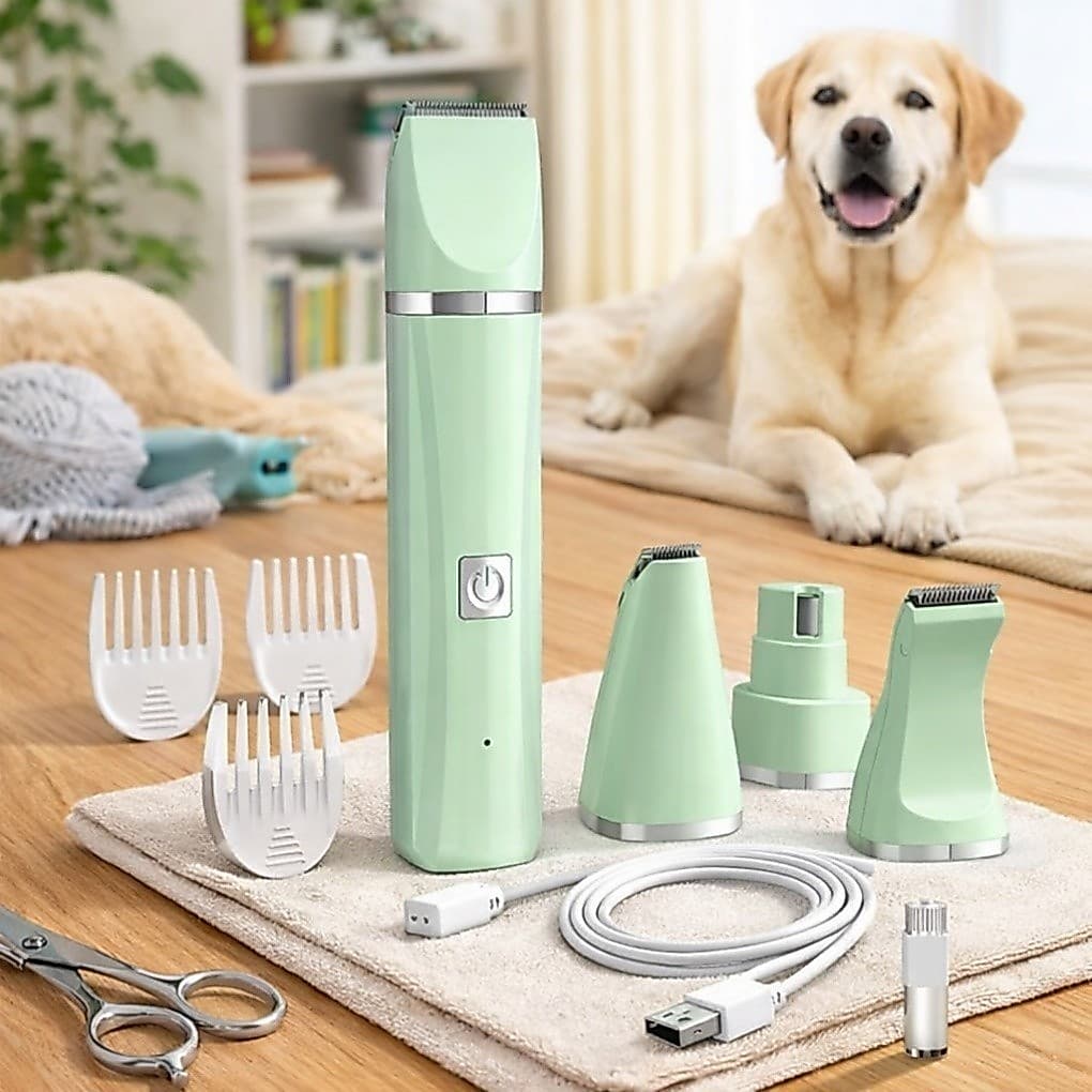 Máquina de Tosa Pet 4 em 1 Silenciosa Recarregável USB para Cães e Gatos
