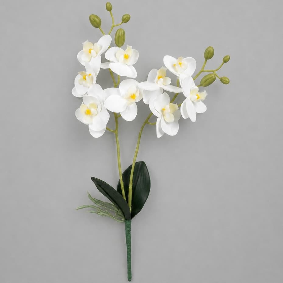 Kit 3 Hastes de Orquídea Artificial 3D Branca Realista 45cm para Arranjos e Decoração