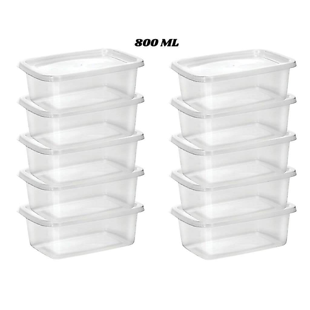 Kit 10/20/30 Potes Transparentes Marmita Fitness microondas 800 Ml