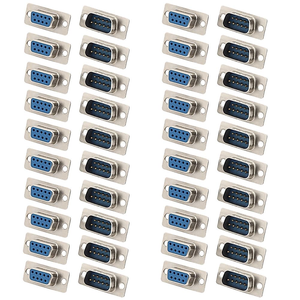 40 Peças Conector RS232 DB9 Núcleo Fêmea Azul Monitor Tomada Acessório Industrial Tolobr