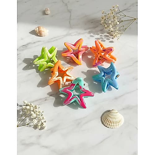 12 Mini Piranha Presilha Acrilico Estrela Cabelo Atacado Kit