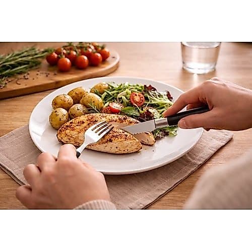 Jogo Talheres 21 Pecas Preto Inox Acabamento Premium Cozinha