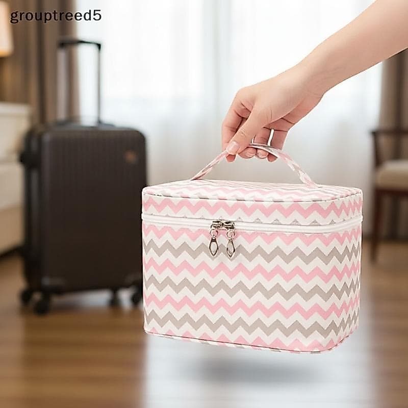 grouptreed5 Bolsa Cosmética Portátil De Grande Capacidade À Prova D'água Em Tecido Impresso Moderno Para Viagens Feminin