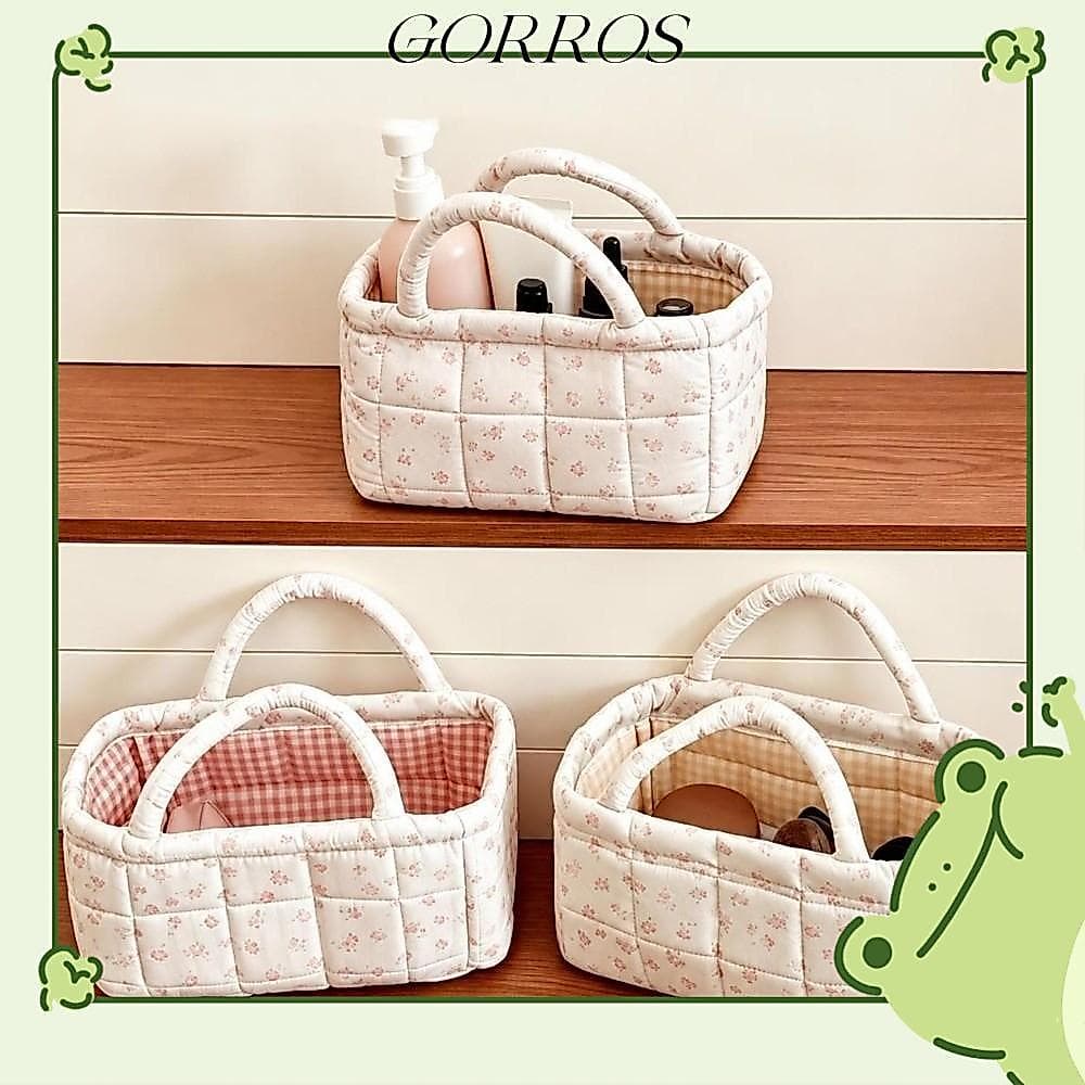 Cesta De Armazenamento Acolchoada GORROS , Tecido Macio Com Alça , Organizadora De Flores , Padrão Floral