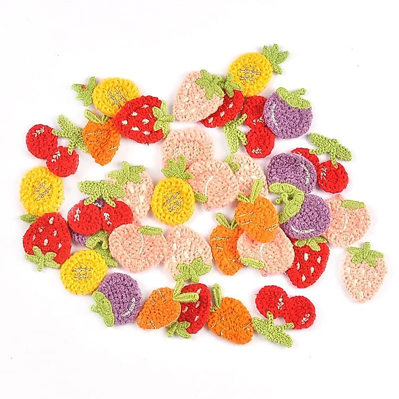 20pcs 2,5-3,2cm Cenoura/Morango/Cereja Patches Bordados Para Acessórios De Costura Appliques De Roupas De Bricolagem CP4