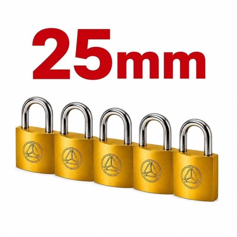 Kit com 5 Cadeados Dourados 25mm Tri-Angle – Resistente para Portão, Armário, Mala e Uso Geral