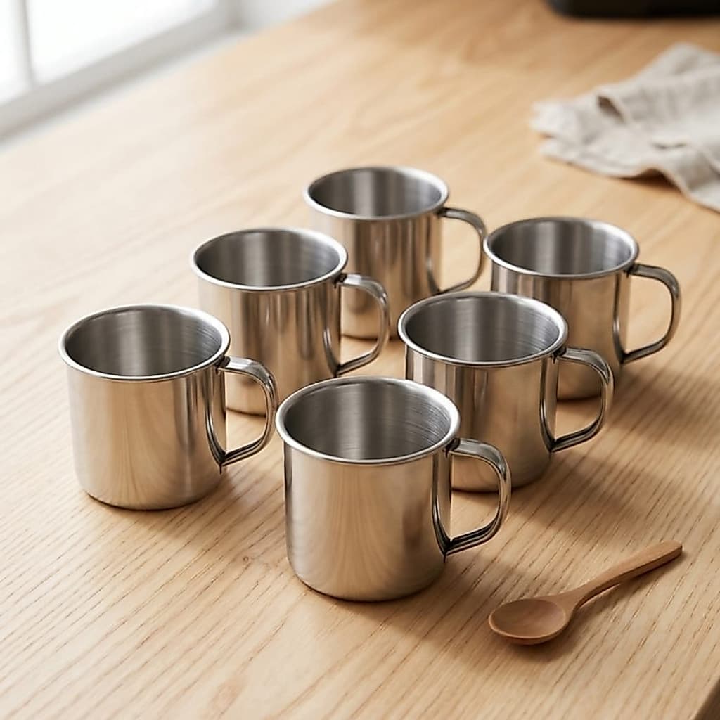 Caneca Xicara com Alça de 250ml - inox aluminio