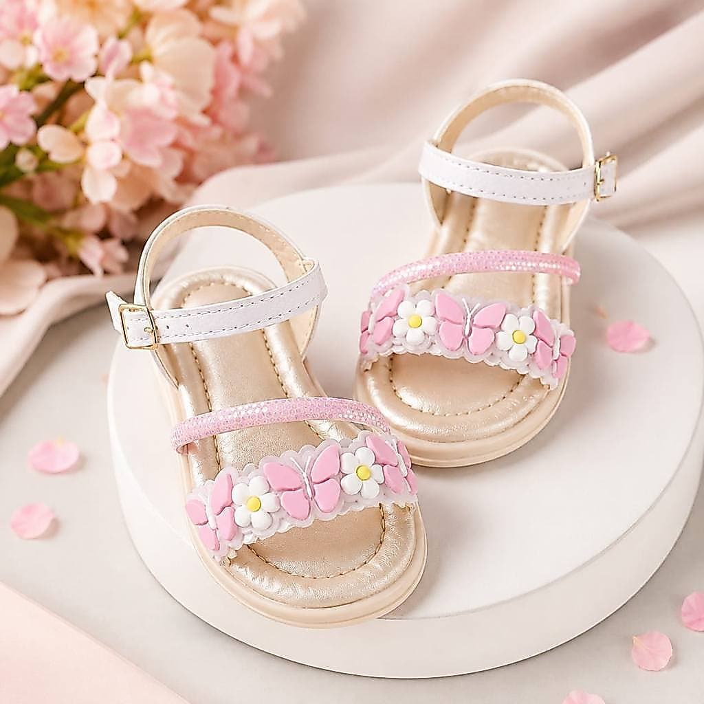 Sandalia infantil floral com borboletas